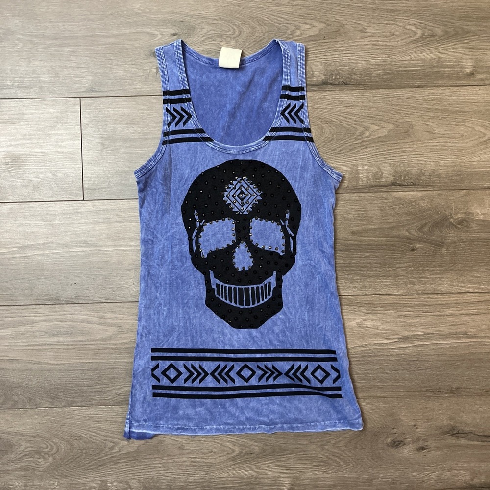 Vocal USA Womens 3XL Tank Top Jeweled Blue